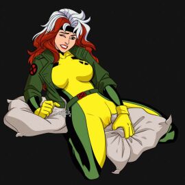 1girls breasts cameltoe female marvel marvel_comics masturbation pillow pillow_humping pussy pussy_juice_stain rogue_(x-men) solo solo_female southern_belle tharrek wet_pussy x-men x-men_97