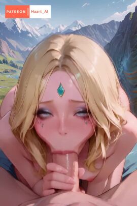 1boy 1girls ai_generated animated big_penis blonde_hair blowjob blue_eyes crystal_maiden dota dota_2 fellatio haart_ai kneeling long_hair medium_breasts mountain nature oral oral_sex outdoors pov rylai_the_crystal_maiden tagme video