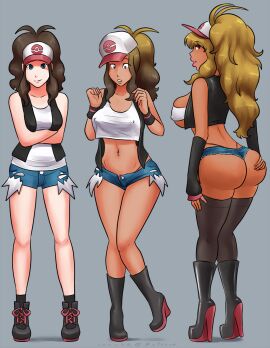 alternate_costume ass bimbofication blonde_hair brown_hair da_janitor_(manipper) daisy_dukes erect_nipples female female_only femsub happy_trance hat high_heel_boots high_heels hilda_(pokemon) jean_shorts lipstick long_hair manip midriff multiple_views navel_piercing nintendo nipples panties panties_visible pokemon pokemon_bw ponytail sequence shorts solo tan tan_body tan_skin thighhighs third-party_edit thong transformation underwear xxxx52