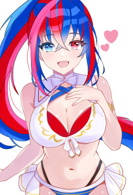 1girls alear_(female)_(seaside_dragon)_(fire_emblem) alear_(fire_emblem) alear_(fire_emblem)_(female) big_breasts bikini breasts cleavage female fire_emblem fire_emblem_engage heterochromia intelligent_systems n_54 nintendo red_and_blue_eyes red_and_blue_hair