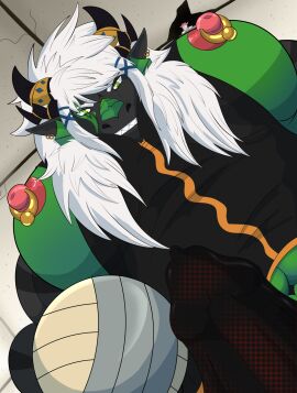 abs anthro areola azael_dragonfang ball_(object) big_areola big_muscles big_nipples big_pecs black_body black_clothing black_scales black_shirt black_tank_top black_topwear bulge ceiling clothed clothing detailed_bulge dragon ear_fins ear_piercing erection erection_under_clothing fin genital_outline green_body green_scales hair hi_res horn horn_jewelry huge_muscles jewelry kalidragon looking_at_viewer low-angle_view male meme muscles muscular muscular_anthro muscular_male mythological_creature mythological_scalie mythology nipple_piercing nipple_ring nipples non-mammal_nipples pecs penis penis_outline piercing ring_piercing scales scalie shirt solo tank_top teeth tenting topwear underwear volleyball_(ball) white_hair wingless_dragon yur_oc_like_this_(meme)
