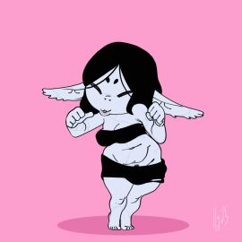 1girls animated breasts chibi_chaser dancing female hair hair_covering_breasts hellmouth_imp nude shortstack tagme