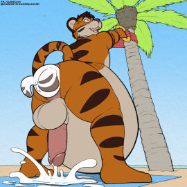 anthro anus ass balls beach belly big_belly birth bodily_fluids canid canine canis cudacore cum dalmatian domestic_dog ejaculation felid feline female furry genital_fluids genitals hi_res humanoid hyper hyper_pregnancy kaydex male male/male male_pregnancy mammal orgasm palm_tree pantherine pascal_(cudacore) penis plant pregnancy pregnant pregnant_male pussy stretched_anus tiger tree unbirthing vaginal_penetration vore