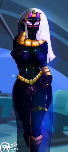 1girls alien alien_girl alien_humanoid bunbunmuffinart casual crown dark_skin duck_dodgers female female_only humanoid jewelry looney_tunes martian martian_(duck_dodgers) nipples pubic_tattoo pussy queen_tyr'ahnee see-through_skirt shaved_crotch solo space spaceship topless topless_female vagina warner_brothers