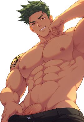 ai_generated aiden_flynn bara camp_buddy gay male male_focus male_only muscular muscular_male snackji yaoi