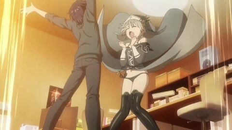 blue_hair controlled controlling date_a_live english_audio english_dialogue english_language female_pervert honjou_nia itsuka_shido leggings lifting_dress nun nun_costume nun_hat nun_outfit panties pervert silver_hair string_panties tagme video white_hair