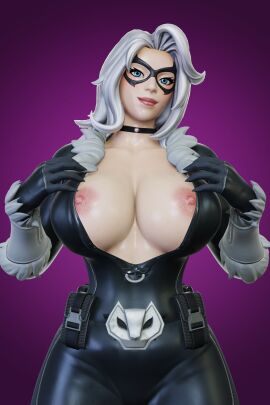 1girls 2024 3d 3d_(artwork) areolae big_breasts black_cat_(fortnite) black_cat_(marvel) black_clothing bodysuit breasts choker felicia_hardy female female_only flashing flashing_breasts fortnite fortnite:_battle_royale fortnite_(marvel_comics) looking_at_viewer marvel marvel_comics mask masked masked_female mrvector_3d nipples purple_background skin_tight solo spider-man_(series) superheroine tight_clothes tight_clothing white_hair