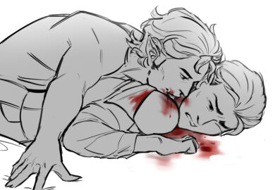 2boys bite bite_mark crying edward_twilight implied_rape implied_sex jrwi just_roll_with_it licking lying male male_only monochrome pointy_ears shilo_bathory simple_background tears tongue vampire