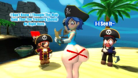 1girls 2boys 3d ass big_ass big_butt body_writing bottomless bubble_ass bubble_butt confused confused_face confusion dialogue fat_ass female garry's_mod gmod huge_ass kaibernation large_ass male map mario mario_(series) massive_ass paint smg4 smg4_(character) tari_(smg4) text thick_ass thick_thighs treasure_map wide_ass wide_hips