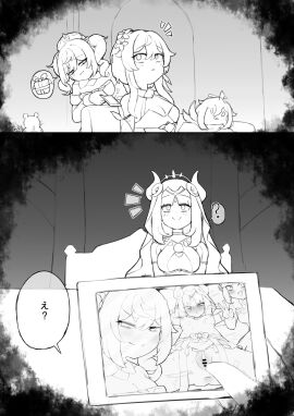 after_rape bar_censor barbara_(genshin_impact) bare_shoulders blush box breasts censored circlet cleavage detached_sleeves dress drill_hair fake_horns female flower genshin_impact gift gift_box hair_between_eyes hair_flower hair_ornament harem_outfit hat highres horns jewelry long_hair long_sleeves lucifina_006 lumine_(genshin_impact) medium_breasts monochrome multiple_females multiple_girls navel nilou_(genshin_impact) open_mouth paimon_(genshin_impact) photo photo_(object) photo_frame picture picture_(object) picture_frame pussy short_hair_with_long_locks skirt spread_legs stomach sweat twin_drills twintails v veil yun_jin_(genshin_impact) yuri