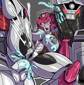 1girls 2boys 2d alternate_version_available anal ass autobot balls big_breasts big_penis blue_cum blue_eyes blush breasts cum cum_in_ass cum_inside cum_on_breasts cumshot d-16 decepticon dicks_out elita-1 elita-one erect_nipples erection excessive_cum female gaping_pussy helmet legs_apart long_nipples lordstars male megatron metallic_body nipples no_bra no_panties nude optimus_prime orgasm orion_pax penis pussy pussy_ejaculation robot robot_girl robot_humanoid straight tagme thick_thighs thighs transformers transformers_one watermark