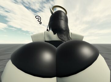 1girls 3d alice_angel ass ass_bigger_than_head baseplate bendy_and_the_ink_machine big_ass emmaurgal female halo horns huge_ass new_artist question_mark roblox robloxian solo tagme
