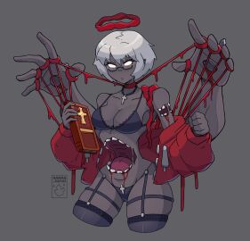 2hot! ass big_ass big_breasts big_butt big_thighs big_titties breasts curvaceous curvaceous_female curvaceous_figure curvy curvy_figure curvy_hips female female_focus female_only glasses grey_skin lingerie original original_character short_hair thigh_highs white_hair