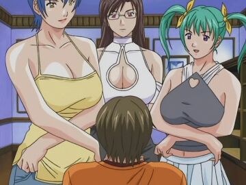 1boy 2d 2d_animation 3girls animated animated_image blue_hair bouncing_breasts breasts brown_hair discipline:record_of_a_crusade female glasses green_hair harem hayami_takurou kaneda_maiko large_breasts long_hair loop looping_animation male miyagishi_yuuki multiple_females multiple_girls nipples no_bra nonomiya_ruri nonomura_ruri short_hair undressing