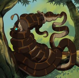 anthro anus canid canine canis coiling domestic_dog german_shepherd group haps head_first herding_dog hi_res kaa_(jungle_book) lucas_(lucastheshep) male mammal neck_bulge oral_vore pastoral_dog reptile scalie snake snake_vore swallowing the_jungle_book trio vore