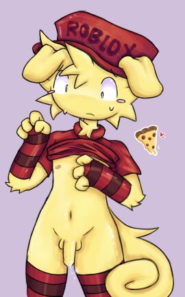 1boy anthro arm_warmers dick_out dog_ears dog_tail ear elliot_(forsaken) elliot_(work_at_a_pizza_place) forsaken_(roblox) kruhana2 male nervous nervous_expression nervous_face nervous_sweat nipple_out nipple_slip penis puppy puppy_boy puppy_ears puppyboy puppyplay red_shirt roblox roblox_game robloxian self_upload sweat sweating tail turtleneck work_at_a_pizza_place yellow_fur yellow_skin