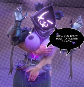 1boy 1girls 3d anthro breasts dialogue epic_games fap_nights_team female fortnite human human_on_anthro male raven_team_leader tagme text