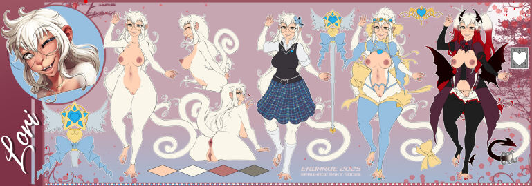 accessory anus arrow_tipped_tail ass ass_focus bat_wings bottomwear bow_ribbon butt_focus clothing crown erunroe eyewear fake_horns fangs female furgonomics glasses haplorhine headgear hi_res magical_girl_outfit magical_girl_wand mammal membrane_(anatomy) membranous_wings monkey nipple_piercing nipples nude nude_anthro nude_female one_eye_closed pattern_bottomwear pattern_clothing pattern_skirt piercing plaid plaid_bottomwear plaid_clothing plaid_skirt primate ribbons school_uniform skirt snaggle_tooth spade_tail tail tail_accessory tail_bow tail_ribbon teeth tiara tongue tongue_out uniform wearing_glasses wings wink