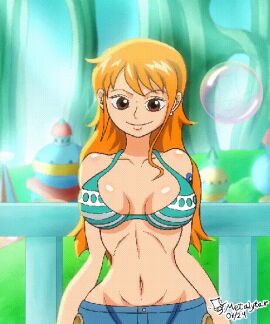 1girls :3 :p animated arm_tattoo bangle bare_shoulders bikini bikini_top_lift bikini_top_only blinking blue_tattoo blush bouncing_breasts bracelet breast_drop breast_grab breast_hold breast_lift breasts breasts_out breasts_squeezed_together brown_eyes bubble caught cleavage clothes_lift collarbone come_hither day denim double_breast_grab earrings exhibitionism female female_only finger_to_mouth flashing grabbing_own_breast grin half-closed_eyes heart hourglass_figure index_finger_raised jeans jewelry large_breasts lifting_own_clothes log_pose long_hair looking_at_viewer looping_animation metalytar nami_(one_piece) naughty_face navel nipples one_eye_closed one_piece oppai_challenge orange-haired_female orange_hair outdoors pants pearl_earrings post-timeskip presenting presenting_breasts public public_indecency public_nudity seductive_smile shocked shoulder_tattoo shushing smile solo stomach striped_bikini surprised swimsuit tattoo tattoo_on_arm tattooed_arm teasing tongue tongue_out tree wide_hips wink