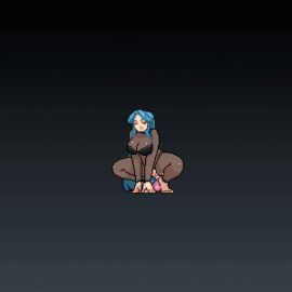 blue_hair bra city_of_secrets cleavage dildo dildo_in_pussy emma_(city_of_secrets) female open_mouth pussy thedarklight