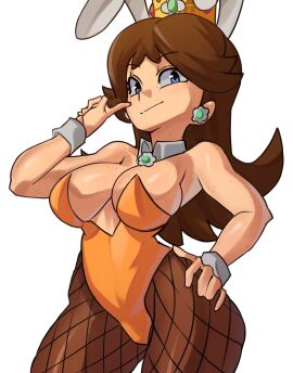 1girls 2024 2d 2d_(artwork) 2d_artwork 3d big_breasts big_thighs blue_eyes breasts brown_hair bunny bunny_ears bunny_girl bunny_tail bunnysuit crown ear_piercing earrings female fishnet_legwear fishnets freckles freckles_on_breasts freckles_on_chest freckles_on_face hand_on_hip huge_thighs light-skinned_female light_skin long_hair looking_at_viewer mario_(series) moxydrawsmore nintendo pale-skinned_female pale_skin princess_daisy solo solo_female thick_thighs thighs