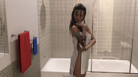 1girls 3d 3d_model bathroom black_hair breasts caught caught_naked cgi cgi_girl covering_with_object dark_hair female female_only genderswap genderswap_(mtf) green_eyes home house human interior interior_background interior_scene interior_view jason_(surody) long_hair looking_at_viewer original_character rule_63 shocked shocked_expression shocked_female solo surody tattoo tattoo_on_arm tattooed_arm towel towel_covering_breasts towel_covering_crotch towel_only wet wet_body worried worried_expression