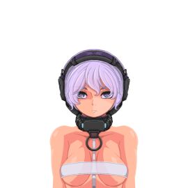 bandages bare_arms bare_shoulders breast_bandage breasts closed_mouth collarbone doekuramori eyebrows female female_focus headgear looking_at_viewer martyr_(the_citadel) matching_hair/eyes medium_breasts official_art pixel_art portrait purple_eyes purple_hair solo solo_focus the_citadel the_martyr transparent_background upper_body