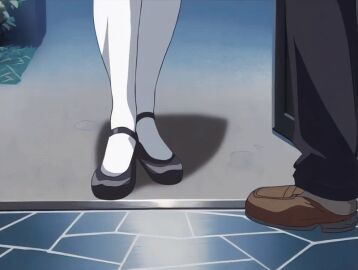 00s 1girls 2001 animated bible_black bible_black_night_of_the_walpulgiss blonde_hair breasts drill_hair drill_sidelocks female green_eyes jacket large_breasts long_hair minase_taki night school_uniform shiraki_rika shoes skirt smile tagme thighhighs white_thighhighs yellow_skirt