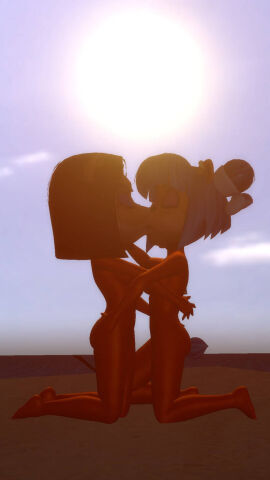 2girls 3d anthro crash_(series) female furry furry_only kissing liz_bandicoot making_out megumi_bandicoot nitro_squad nude nude_female yuri