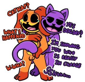 2boys balls big_balls big_balls_with_big_penis big_penis catnap catnap_(poppy_playtime) critters_(poppy_playtime) dialogue dogday dogday_(poppy_playtime) furry furry_only gay long_penis male male_only no_humans penis poppy_playtime poppy_playtime_(chapter_3) small_balls small_penis smiling_critters tiny_penis