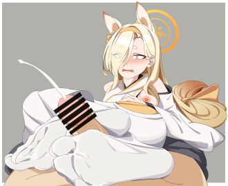 1boy 1girls allied_hyakkiyako_academy_student blonde_hair blue_archive censored censored_penis cum ejaculation embarrassed exposed_nipples feet female foot_fetish foot_focus footjob footjob_with_legwear fox_ears fox_girl hairpin japanese_clothes kaho_(blue_archive) kimono light-skinned_female light-skinned_male light_skin male male_pov mouth_open nipples one_eye_covered penis pov sa_(chinese_artist) shocked_expression short_eyebrows socks soles soles_of_feet_in_socks tabi tabi_socks toes white_legwear white_socks yin-yang_club_(blue_archive)