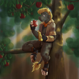 3_fingers 4_toes agent_washington animal_genitalia animal_penis anthro apple bottomless canine_genitalia canine_penis chupadore clothed clothing crossroadspony detailed_background eating eating_apple eating_food eating_fruit erection feet fingerless_gloves fingers food foot_wraps fruit genitals gloves handwear holding holding_apple holding_food holding_fruit holding_object jacket kerchief knot looking_at_viewer male neckerchief neckwear penis pinup plant pose raemyshu rvb_revolution sheath shirt smile solo tail tail_tuft toes topwear tuft wraps