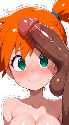 1boy ai_generated ass athletic balls before_sex breasts bust cleavage cock cute erection female fit hi_res high_quality high_resolution kasumi_(pokemon) large_penis lips_on_penis looking_up looking_up_at_partner male medium_breasts mouth_on_penis naked_female naked_male orange_hair penis penis_on_face pokemon shiny_body side_ponytail sweat sweaty_body tagme testicles uncensored video