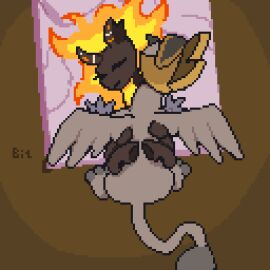 animated arthropod avian bedroom_sex bitassembly bite bodily_fluids changeling cum cum_inside digital_media_(artwork) friendship_is_magic from_front_position genital_fluids gryphon hasbro mating_press my_little_pony mythological_avian mythological_creature mythology pixel_(artwork) pixel_animation pixel_art sex top_down