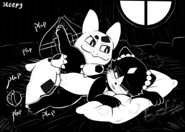 bedding bell beta_pokemon_(species) beta_pokemon_games black_and_white blanket blush bodily_fluids bulbasaur digital_media_(artwork) duo english_text erection eyewear fan_character felid female female_penetrated feral fur generation_1_pokemon genital_fluids genitals glasses glasses_off holding_leg holding_leg_up inside looking_at_another looking_pleasured male male/female male_penetrating male_penetrating_female mammal monochrome motion_lines nintendo one_eye_closed open_mouth penetration penile penile_penetration penis penis_in_pussy pillow pillow_grab plant plap plap_(sound) pokemon pokemon_(species) pokemon_gold_beta pussy rinrin rinrin_(pokemon_gold_beta) rooty_(leakyroot) rymherdier rynring sex signature smile tail text tired vaginal_fluids vaginal_penetration window