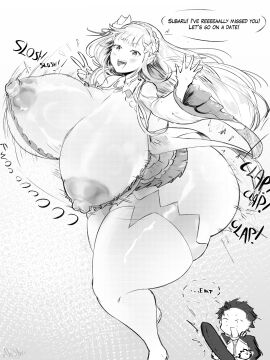 areola_bulge areolae areolae_slip ass breasts clapping_cheeks co03but emilia_(re:zero) english_text erect_nipples erection female greeting half-elf huge_ass huge_breasts huge_butt huge_cock huge_nipples huge_thighs hyper hyper_ass hyper_breasts hyper_penis innocent male natsuki_subaru nipple_bulge nipple_slip nipples penis re:zero_kara_hajimeru_isekai_seikatsu sloshing_breasts surprised text thick_ass thick_thighs thigh_boots thigh_highs thighhigh_boots unaware