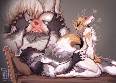 anthro anthro_on_anthro anus areola ass bed blush borzoi breasts butt_grab canid canine canis domestic_dog duo farso female female_anthro fluffy fluffy_tail furniture genitals glenteyarl hand_on_butt hi_res humanoid_genitalia hunting_dog kneeling looking_pleasured male male/female male_anthro mammal moan mozes.ipg navel nipples nude_anthro pawpads penetration penile penile_penetration penis_in_vagina penis_riding sex sex_on_bed sighthound snout spread_anus spreading tail vaginal_penetration