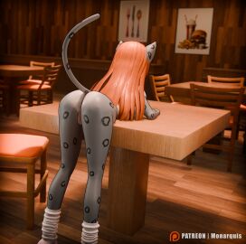 3d absurd_res anthro anus ass clothed clothing digital_media_(artwork) felid female footwear genitals hi_res mammal momo_(monarquis) monarquis nude nude_female pantherine partially_clothed pubes pussy snow_leopard socks solo