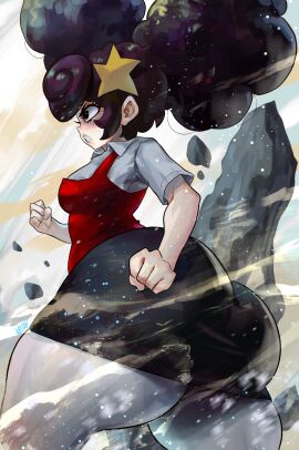 huge_ass angry ass black_hair clenched_hand clenched_teeth destruction female fight hips noblood original ryandomonica side_view solo teeth thick_thighs thighs twintails wide_hips