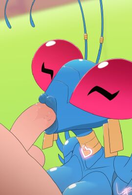 :>= alien alien_girl andressa big_breasts blowjob breasts collar curvy curvy_female curvy_figure female humanoid image_comics insect_humanoid insects invincible invincible_(comics) invincible_(tv_series) looking_at_viewer luvythicus male mature_female milf mother non-mammal_breasts partial_male red_eyes seductive seductive_look thraxan