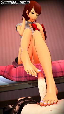 3d 3d_(artwork) barefoot confinedburn feet female foot_fetish footjob persona persona_3 yukari_takeba