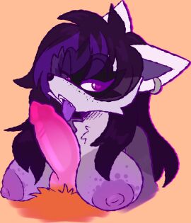 animal_genitalia animal_penis anthro areola big_areola breast_play breasts canine_genitalia canine_penis crotch_fur digital_media_(artwork) ear_piercing ear_ring erection eyeliner facial_markings fangs female freckles fur genitals hair head_markings heart_eyes heart_symbol highlights_(coloring) knot licking licking_penis looking_at_viewer makeup male mammal markings mask_(marking) nipples nude orange_body orange_fur paizuri panickew penis penis_lick penis_licking piercing pitayapunch procyonid purple_body purple_fur purple_hair purple_tongue raccoon ring_piercing sex simple_background solo solo_focus spotted_areola teeth titfuck titjob tongue tongue_out white_body white_fur youtuber