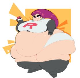 1girls 2020 absurd_res bbw belly belly_overhang boxmingle breasts earrings fat fat_female female female_focus gigantic_thighs hand_on_hip hips huge_belly huge_breasts huge_thighs jessie_(pokemon) long_hair morbidly_obese morbidly_obese_female obese obese_female overweight overweight_female pokeball pokemon ponytail red_hair solo solo_female solo_focus ssbbw team_rocket thick_thighs thighs wide_hips