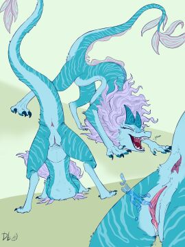 absurd_res anus close-up dark-tangerine_(artist) disney dragon eastern_dragon female feral fur genitals hi_res horn liquid mythological_creature mythological_scalie mythology open_mouth paws pussy raya_and_the_last_dragon scalie sisu_(ratld) solo tail yawn