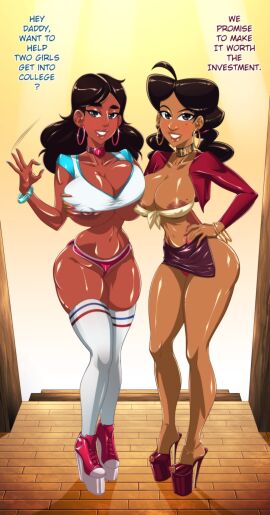 2d 2girls african_american aged_up american areolae_slip big_breasts bimbo bimbo_body bimbo_collar breasts brown-skinned_female brown_body brown_skin busty cartoon_network color connie_maheswaran crossover curvaceous curvy curvy_figure dark-skinned_female dark_skin digital_media_(artwork) disney duo english_text female female_only full_color giant_breasts high_heel_sneakers high_heels hips hourglass_figure huge_ass huge_breasts indian indian_female legs lips microskirt miniskirt multiple_girls nipple_slip omiiverse open_toe_heels open_toe_shoes penny_proud platform_footwear platform_heels platform_shoes prostitution slim_waist slut_collar steven_universe text the_proud_family thick thick_hips thick_thighs thighs voluptuous voluptuous_female waist wedge_heels wide_hips