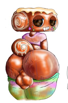 1boy 1femboy 2d 2d_(artwork) ass ass_focus balls bedroom_eyes big_ass big_balls big_butt big_eyes big_head boy brown_skin cosmo_(dandy's_world) crop_top dandy's_world drooling fat_ass femboy femboy_only feminine_male male male_only object ocinico pants_down pink_shirt simple_eyes small_waist solo tail thick_thighs white_background