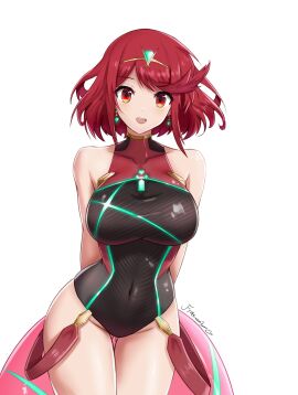 black_one-piece_swimsuit breasts chest_jewel competition_swimsuit core_crystal covered_collarbone covered_navel female fgsketch gem headpiece highres large_breasts one-piece_swimsuit pyra pyra_(pro_swimmer)_(xenoblade) red_eyes red_hair red_one-piece_swimsuit ribbed_swimsuit short_hair simple_background solo strapless strapless_one-piece_swimsuit striped_clothes striped_one-piece_swimsuit swept_bangs swimsuit tiara two-tone_swimsuit vertical-striped_clothes vertical-striped_one-piece_swimsuit white_background xenoblade_(series) xenoblade_chronicles_2