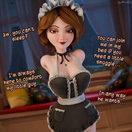 1girls 3d alternate_costume alternate_version_available arms_behind_back big_breasts big_hero_6 breasts brown_hair cass_hamada dochaunt24 english english_text female female_only green_eyes hair hips lips looking_at_viewer maid maid_headdress maid_outfit maid_uniform mature mature_female mature_woman milf naughty_face necklace neckwear short_hair smile solo solo_female talking_to_viewer text thighs