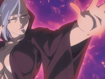 2007 2girls american animated anime_screenshot bible_black bible_black_new_testament blonde_hair blue_hair breasts cloak crowley's_guards energy female jody's_guards large_breasts lipstick magic makeup multiple_girls pale_skin ritual robe shin_bible_black short_hair spiked_hair tagme yellow_eyes