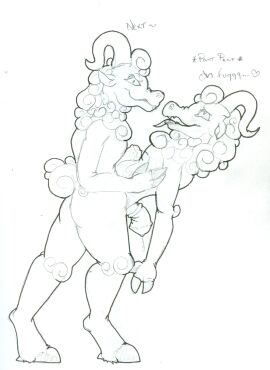 anthro bovid caprine clone clothing duo fallout gender_transformation hi_res hooves horn mammal mental_transformation microsoft no_artist_signature sheep sheepsquatch suit suiting takeover transformation twinning zipper